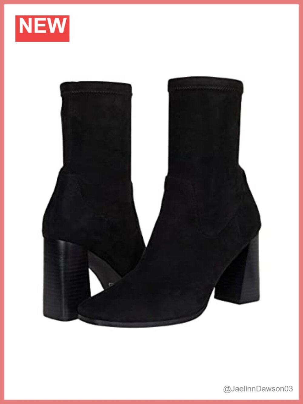 Suede Mid-Calf Bootie with Angled Heel and Squared Toe